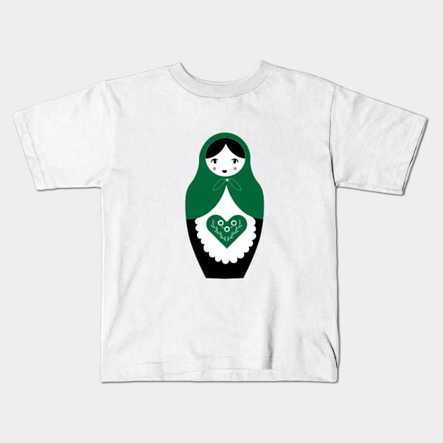 Matryoshka Nesting Doll, Green Kids T-Shirt by BeanstalkPrints